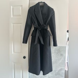 Mango black long coat with lapels